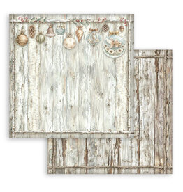 STAMPERIA STAMPERIA WHITE CHRISTMAS WOODEN PATTERN 12x12 CARDSTOCK