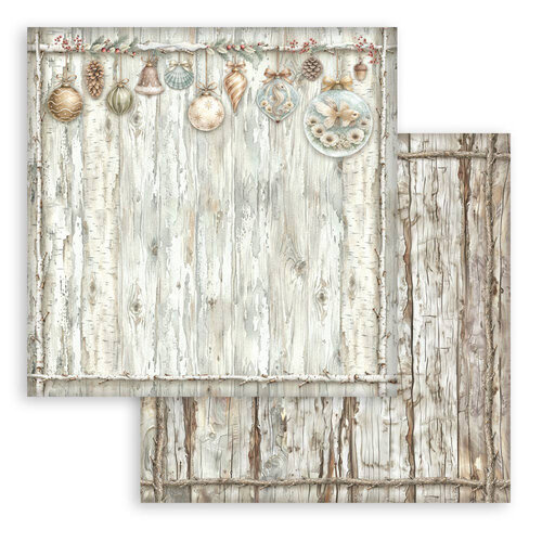 STAMPERIA STAMPERIA WHITE CHRISTMAS WOODEN PATTERN 12x12 CARDSTOCK