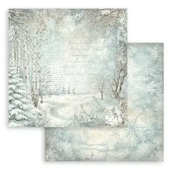 STAMPERIA STAMPERIA WHITE CHRISTMAS SNOWY WOODS 12x12 CARDSTOCK