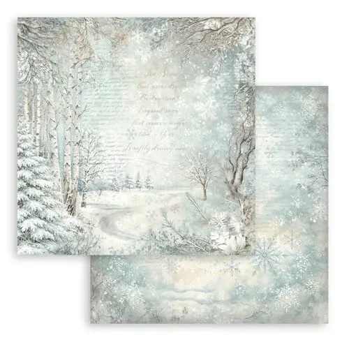 STAMPERIA STAMPERIA WHITE CHRISTMAS SNOWY WOODS 12x12 CARDSTOCK