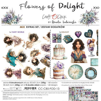 CRAFT O'CLOCK CRAFT O'CLOCK FLOWERS OF DELIGHT EXTRAS SET - MIX 12x12 COLLECTION PACK 8 SHEETS