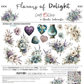 CRAFT O'CLOCK CRAFT O'CLOCK FLOWERS OF DELIGHT EXTRAS SET - FLOWERS 12x12 COLLECTION PACK 4 SHEETS