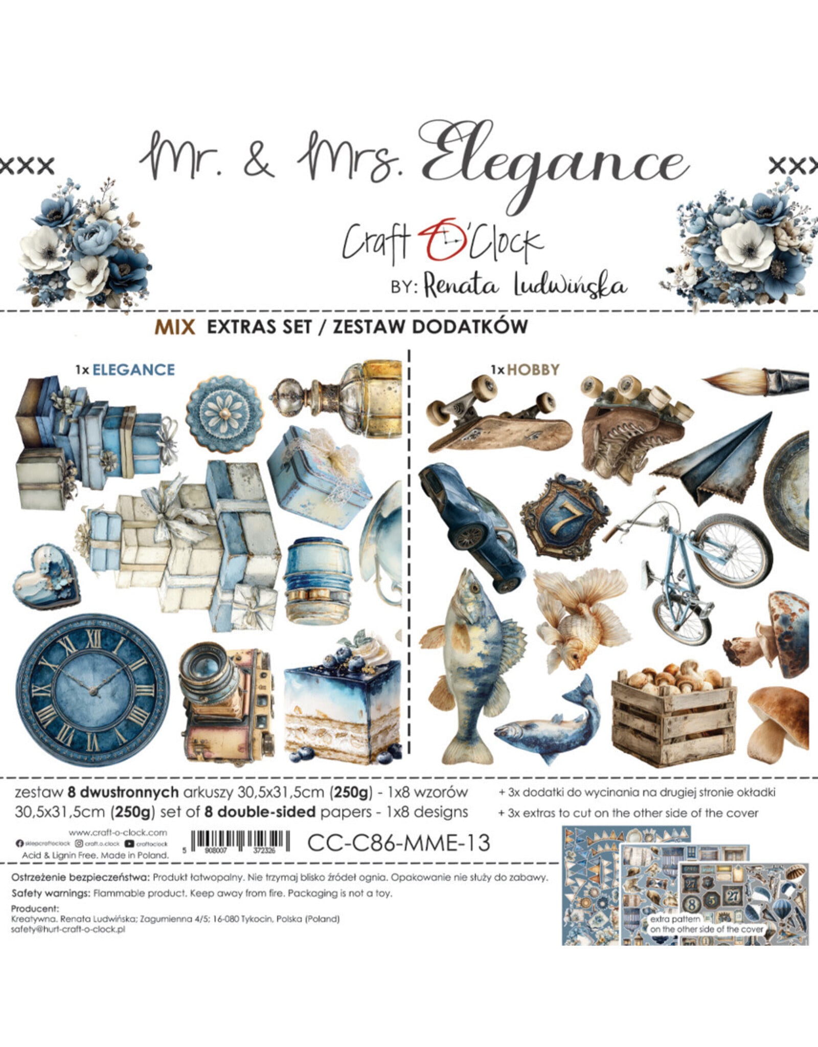 CRAFT O'CLOCK CRAFT O'CLOCK MR & MRS ELEGANCE EXTRAS SET - MIX 12x12 COLLECTION PACK 8 SHEETS