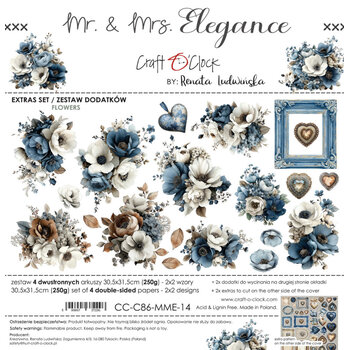 CRAFT O'CLOCK CRAFT O'CLOCK MR & MRS ELEGANCE EXTRAS SET - FLOWERS 12x12 COLLECTION PACK 8 SHEETS