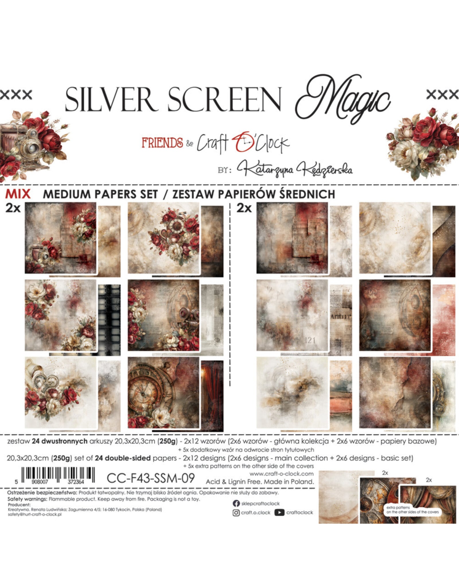 CRAFT O'CLOCK CRAFT O'CLOCK SILVER SCREEN MAGIC 8x8 MIX PAPER PAD 24 SHEETS