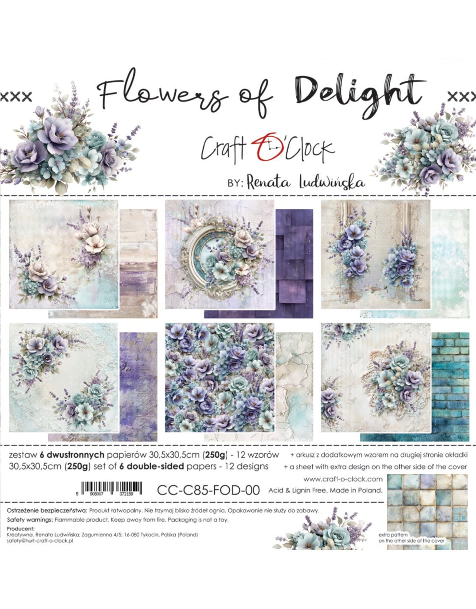 CRAFT O'CLOCK CRAFT O'CLOCK FLOWERS OF DELIGHT 12x12 PAPER PAD 6 SHEETS