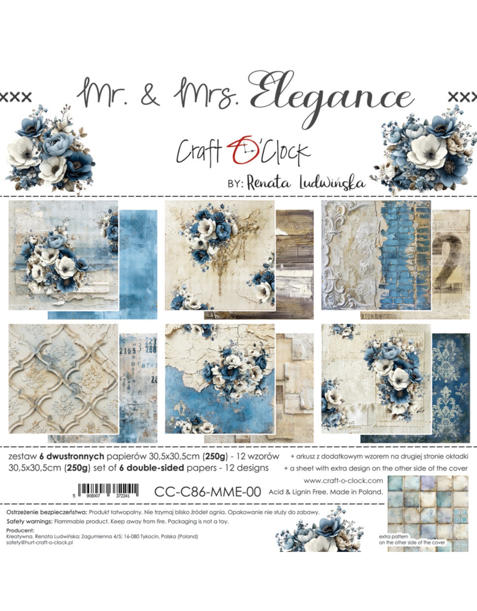 CRAFT O'CLOCK CRAFT O'CLOCK MR & MRS ELEGANCE 12x12 PAPER PAD 6 SHEETS