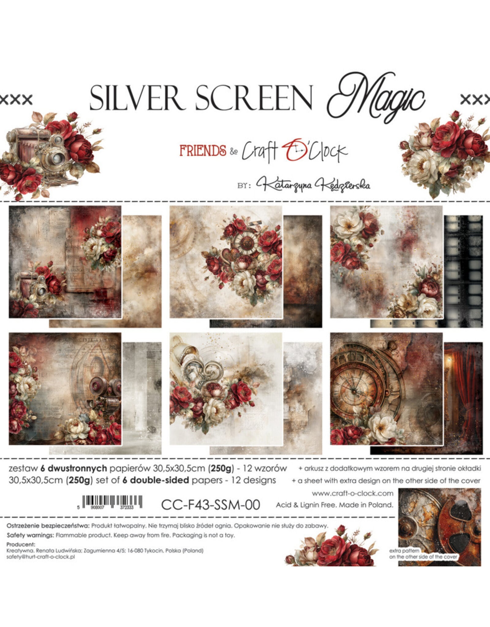 CRAFT O'CLOCK CRAFT O'CLOCK SILVER SCREEN MAGIC 12x12 PAPER PAD 6 SHEETS