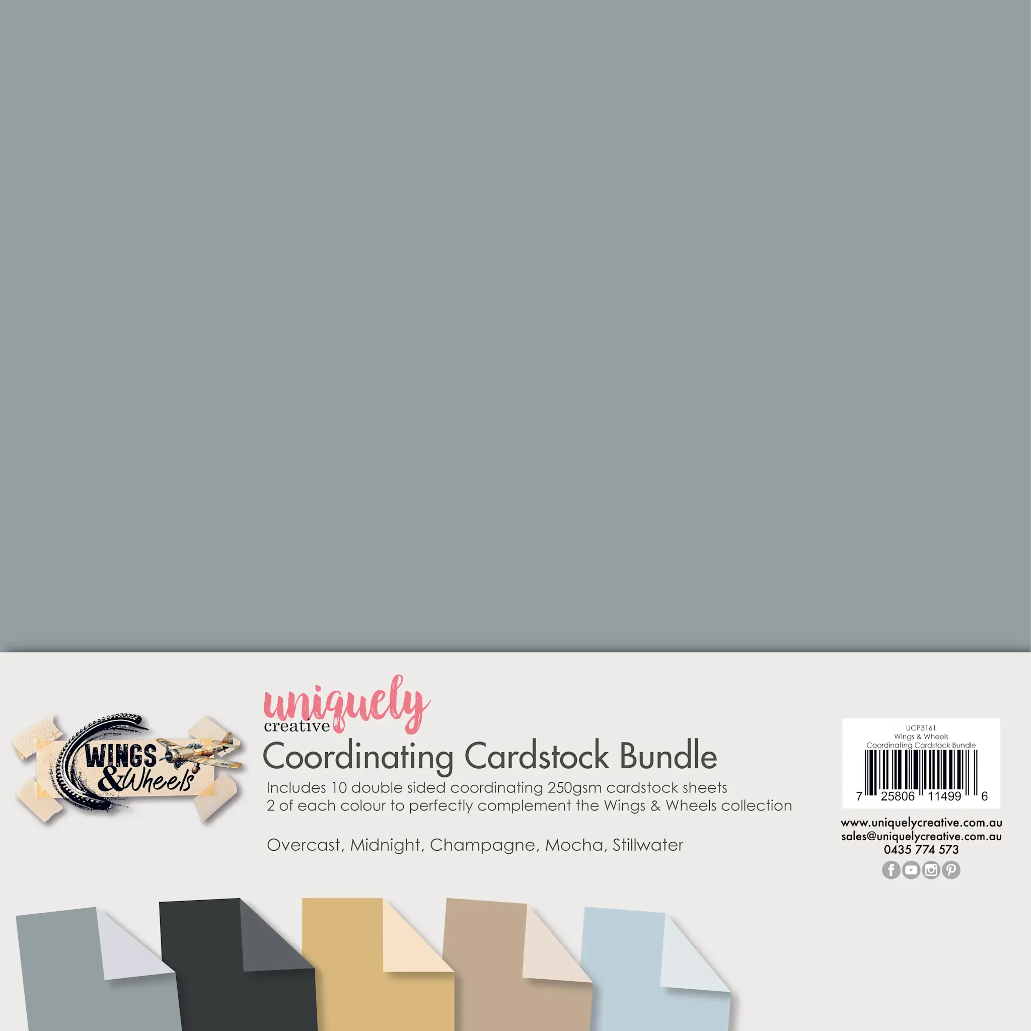 UNIQUELY CREATIVE UNIQUELY CREATIVE WINGS & WHEELS 12x12 CARDSTOCK BUNDLE