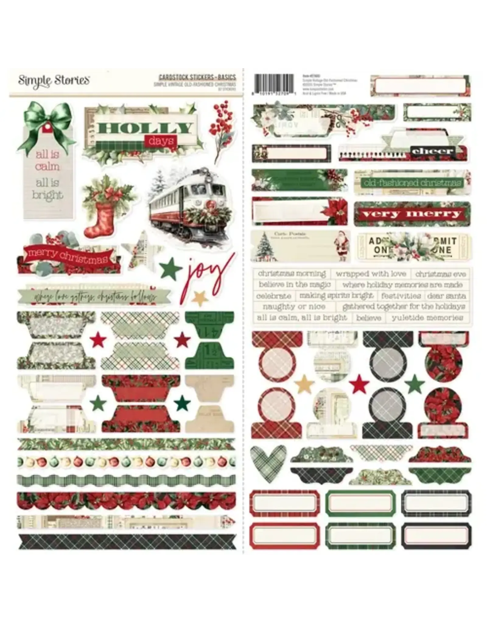 SIMPLE STORIES SIMPLE STORIES SIMPLE VINTAGE OLD-FASHIONED CHRISTMAS 12x12 CARDSTOCK STICKERS BASICS