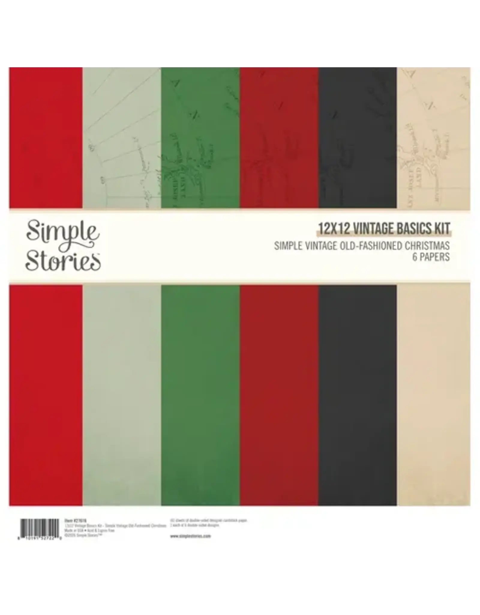 SIMPLE STORIES SIMPLE STORIES SIMPLE VINTAGE OLD-FASHIONED CHRISTMAS 12x12 BASICS KIT