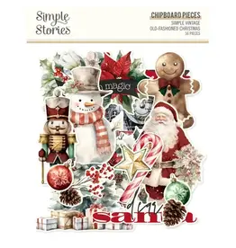 SIMPLE STORIES SIMPLE STORIES SIMPLE VINTAGE OLD-FASHIONED CHRISTMAS CHIPBOARD PIECES 56/PK