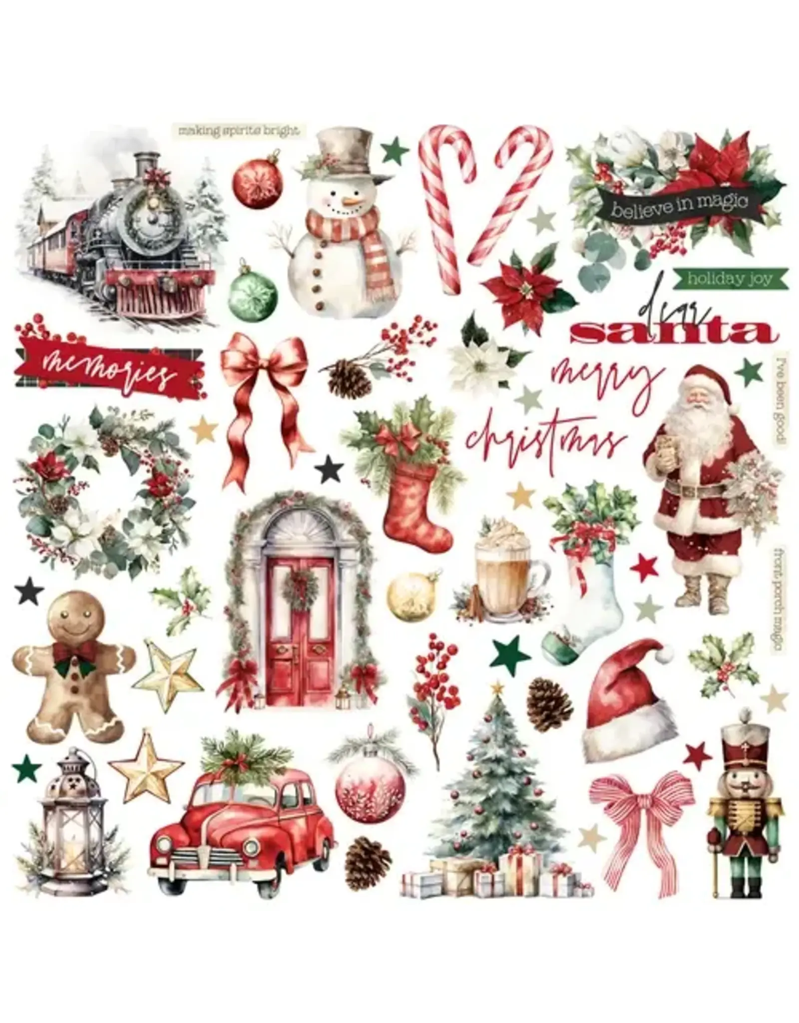 SIMPLE STORIES SIMPLE STORIES SIMPLE VINTAGE OLD-FASHIONED CHRISTMAS CHIPBOARD PIECES 56/PK