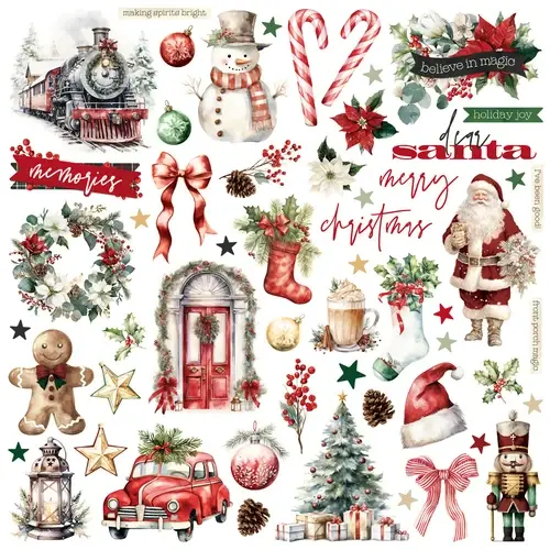 SIMPLE STORIES SIMPLE STORIES SIMPLE VINTAGE OLD-FASHIONED CHRISTMAS CHIPBOARD PIECES 56/PK