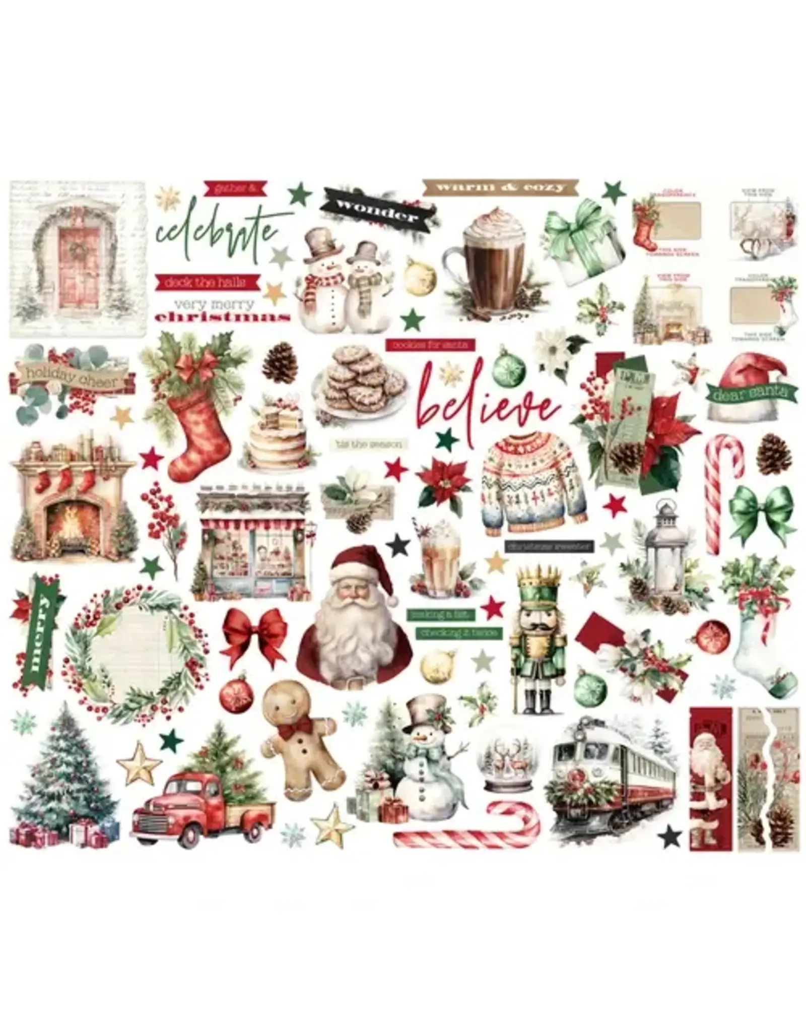SIMPLE STORIES SIMPLE STORIES SIMPLE VINTAGE OLD-FASHIONED CHRISTMAS BITS & PIECES 92/PK