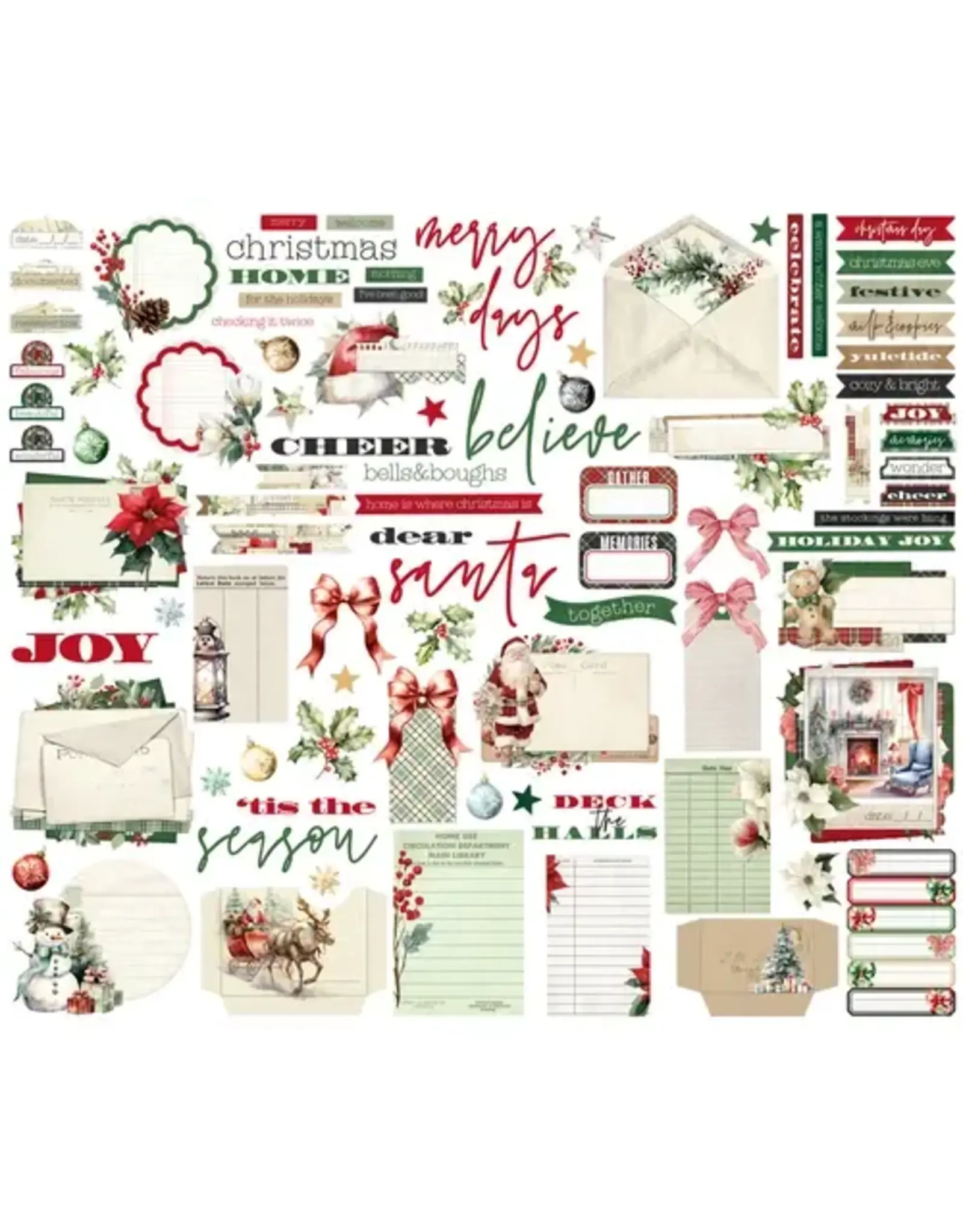 SIMPLE STORIES SIMPLE STORIES SIMPLE VINTAGE OLD-FASHIONED CHRISTMAS JOURNAL BITS & PIECES 89/PK