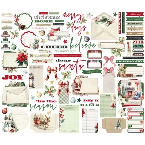 SIMPLE STORIES SIMPLE STORIES SIMPLE VINTAGE OLD-FASHIONED CHRISTMAS JOURNAL BITS & PIECES 89/PK