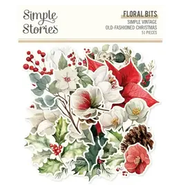 SIMPLE STORIES SIMPLE STORIES SIMPLE VINTAGE OLD-FASHIONED CHRISTMAS FLORAL BITS & PIECES 51/PK
