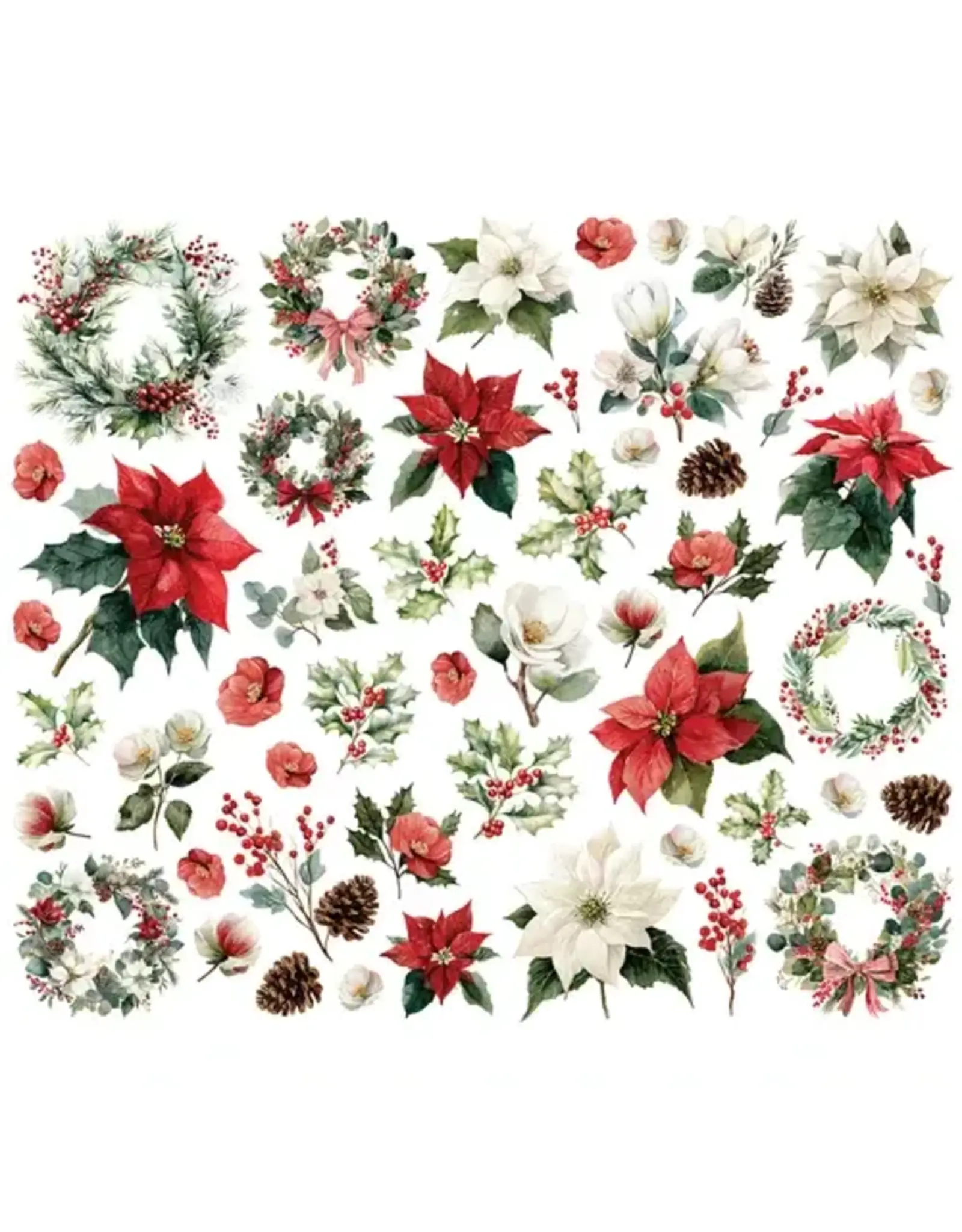 SIMPLE STORIES SIMPLE STORIES SIMPLE VINTAGE OLD-FASHIONED CHRISTMAS FLORAL BITS & PIECES 51/PK