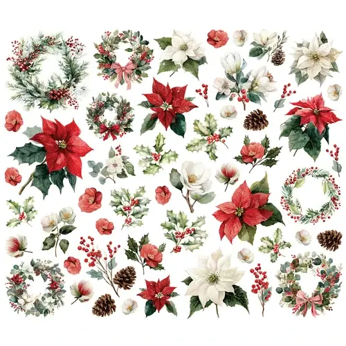SIMPLE STORIES SIMPLE STORIES SIMPLE VINTAGE OLD-FASHIONED CHRISTMAS FLORAL BITS & PIECES 51/PK