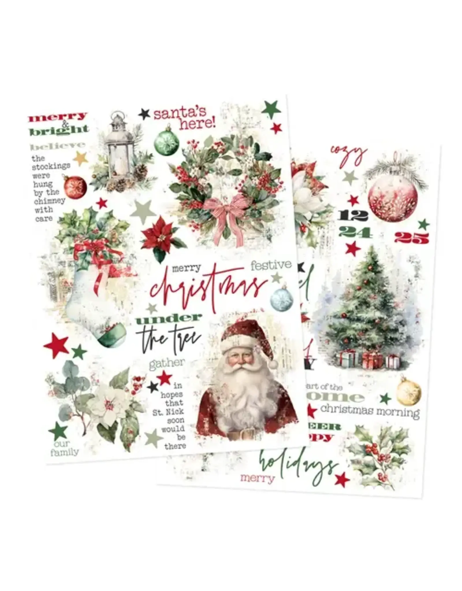 SIMPLE STORIES SIMPLE STORIES SIMPLE VINTAGE OLD-FASHIONED CHRISTMAS 6x8 RUB-ONS 2/PK