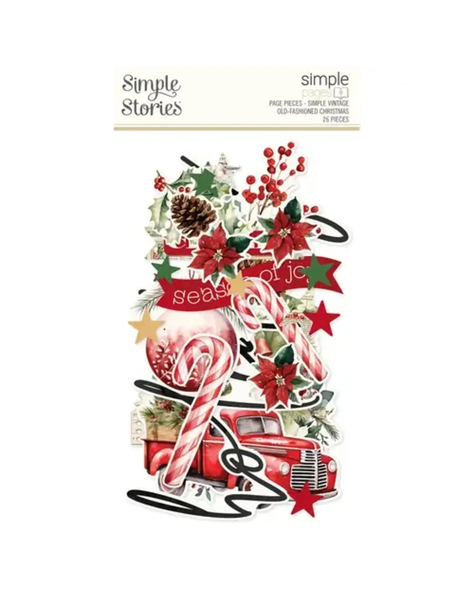 SIMPLE STORIES SIMPLE STORIES SIMPLE PAGES SIMPLE VINTAGE OLD-FASHIONED CHRISTMAS PAGE PIECES 26/PK
