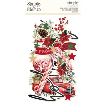 SIMPLE STORIES SIMPLE STORIES SIMPLE PAGES SIMPLE VINTAGE OLD-FASHIONED CHRISTMAS PAGE PIECES 26/PK