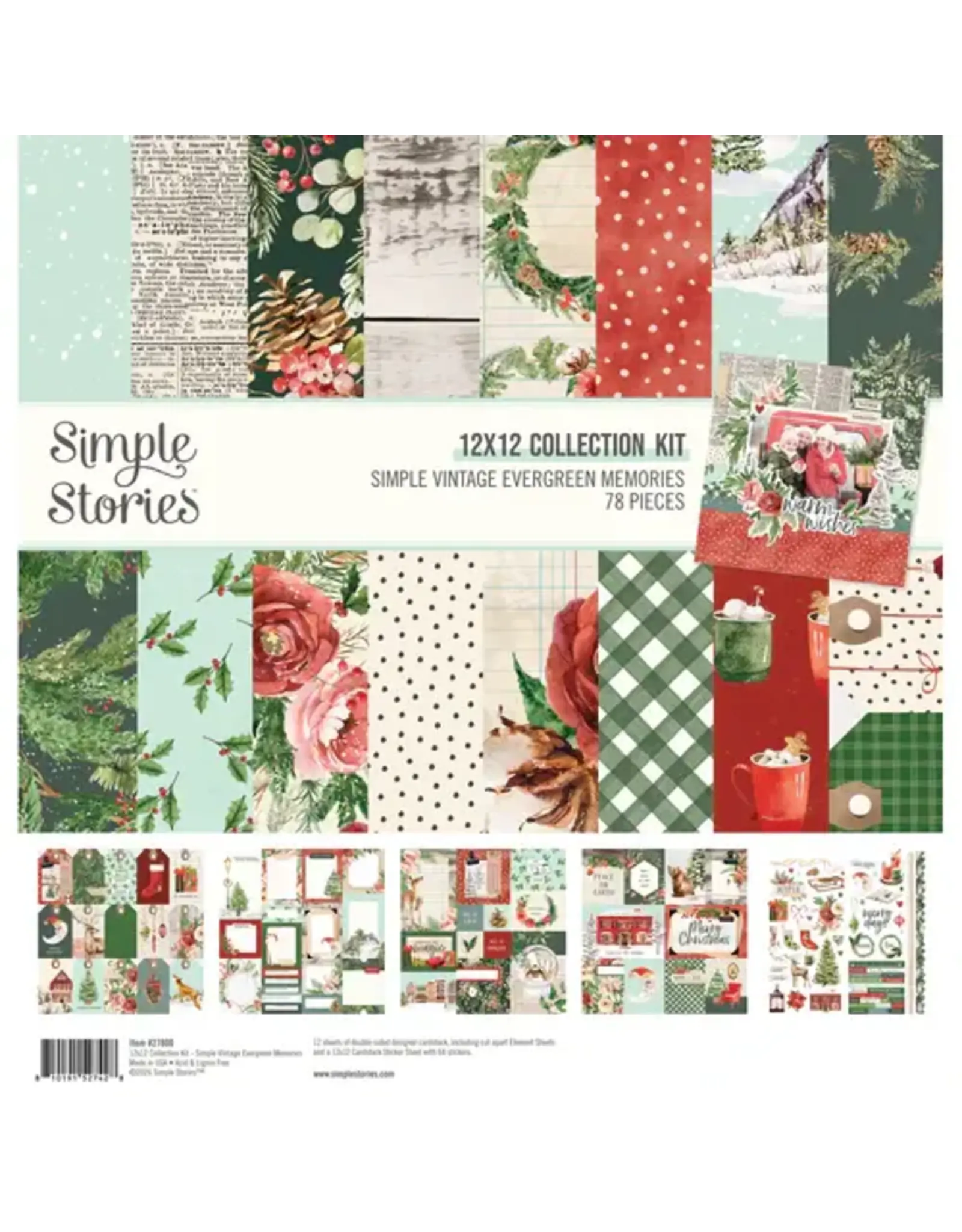 SIMPLE STORIES SIMPLE STORIES SIMPLE VINTAGE EVERGREEN MEMORIES 12x12 COLLECTION KIT