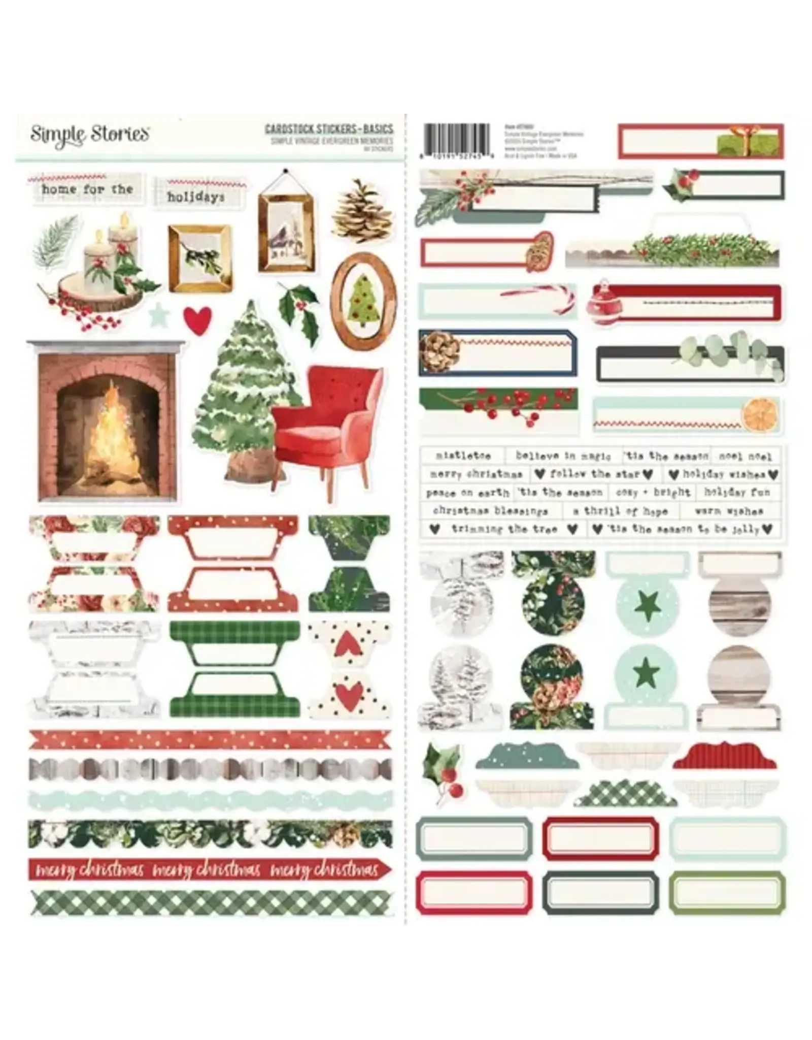 SIMPLE STORIES SIMPLE STORIES SIMPLE VINTAGE EVERGREEN MEMORIES 12x12 CARDSTOCK STICKERS BASICS
