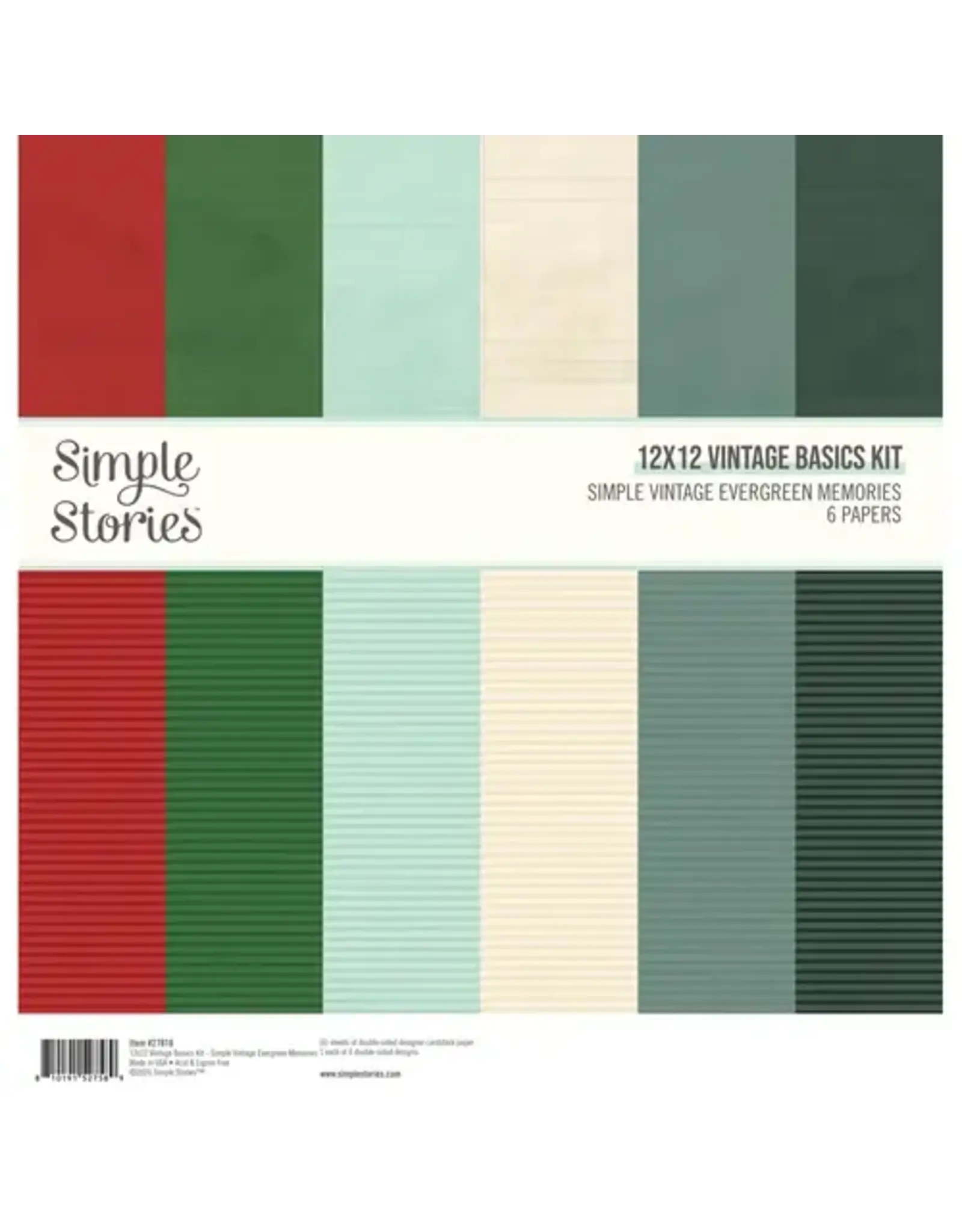 SIMPLE STORIES SIMPLE STORIES SIMPLE VINTAGE EVERGREEN MEMORIES 12x12 BASICS KIT