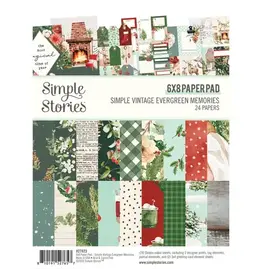 SIMPLE STORIES SIMPLE STORIES SIMPLE VINTAGE EVERGREEN MEMORIES 6x8 PAPER PAD 24 SHEETS