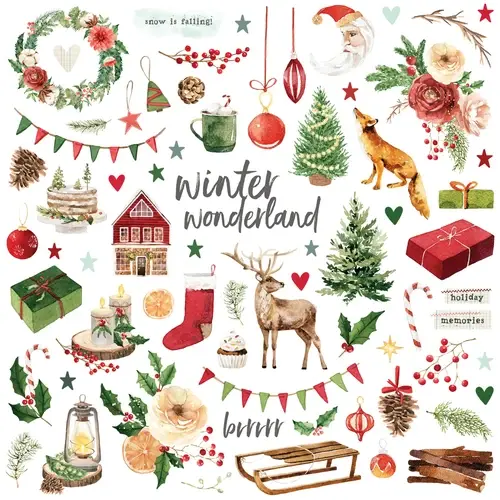 SIMPLE STORIES SIMPLE STORIES SIMPLE VINTAGE EVERGREEN MEMORIES CHIPBOARD PIECES 68/PK