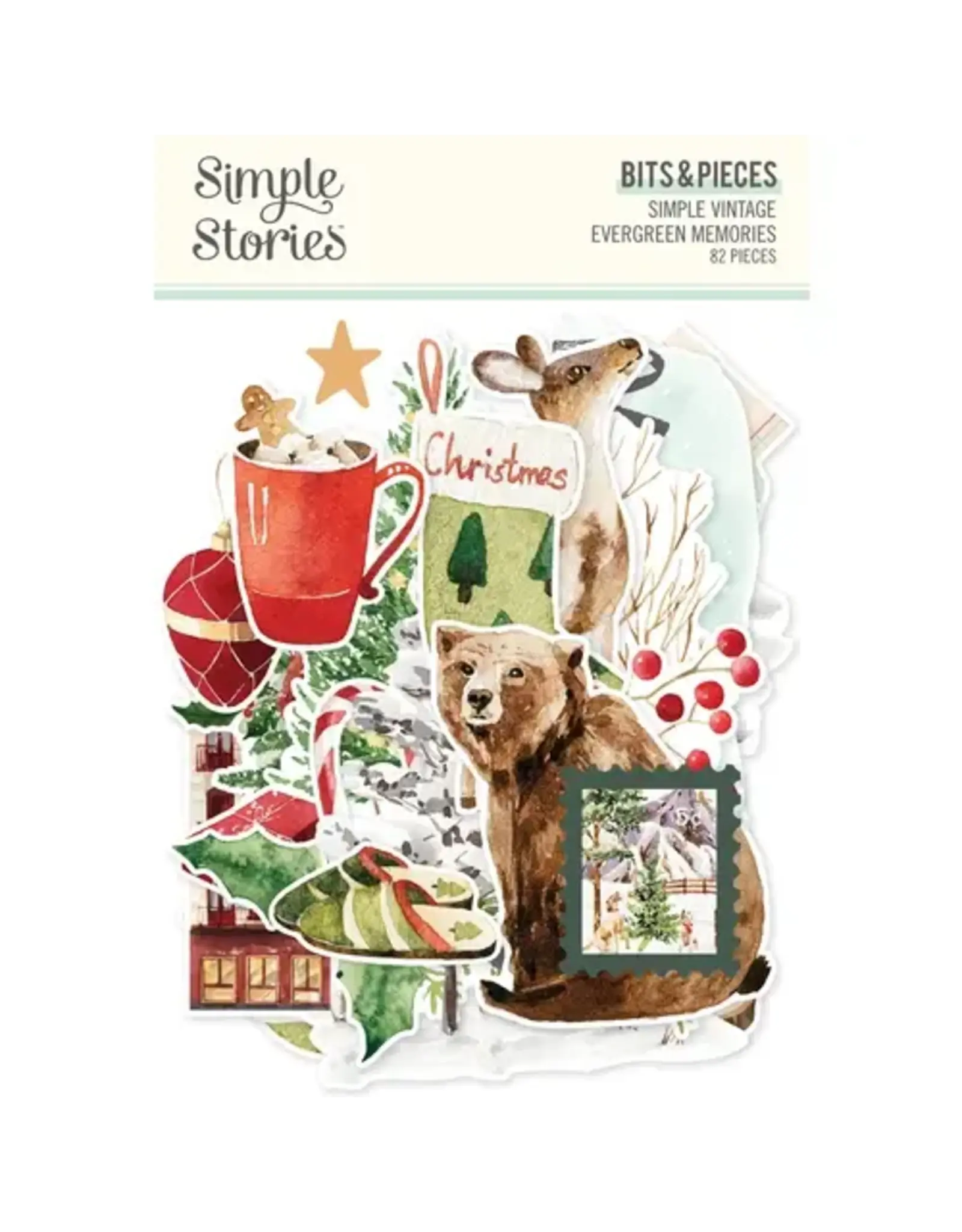 SIMPLE STORIES SIMPLE STORIES SIMPLE VINTAGE EVERGREEN MEMORIES BITS & PIECES 82/PK