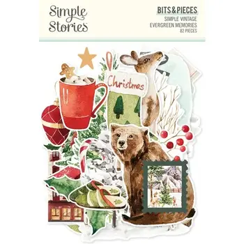 SIMPLE STORIES SIMPLE STORIES SIMPLE VINTAGE EVERGREEN MEMORIES BITS & PIECES 82/PK