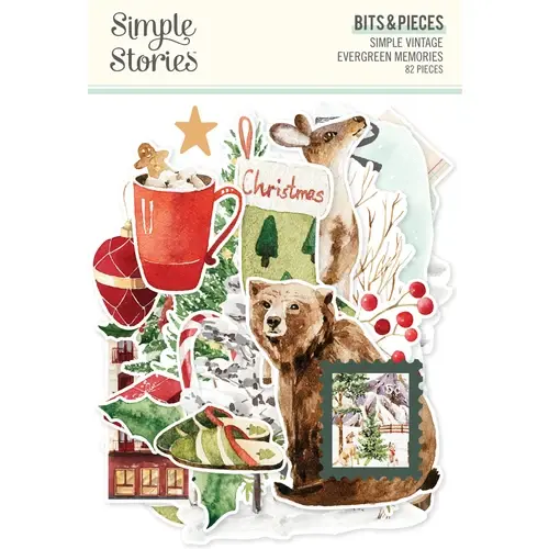 SIMPLE STORIES SIMPLE STORIES SIMPLE VINTAGE EVERGREEN MEMORIES BITS & PIECES 82/PK