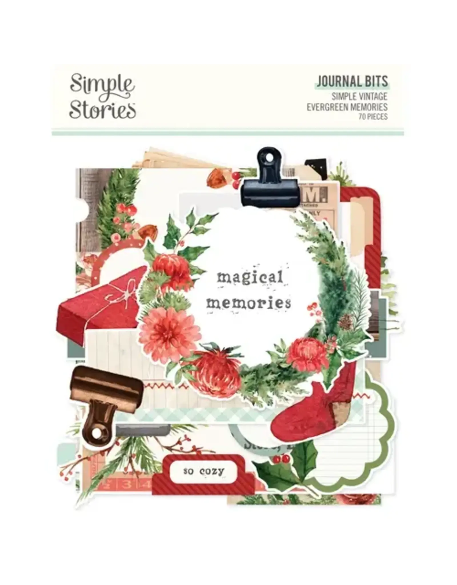 SIMPLE STORIES SIMPLE STORIES SIMPLE VINTAGE EVERGREEN MEMORIES JOURNAL BITS & PIECES 70/PK