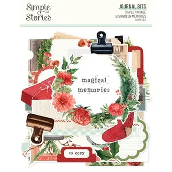 SIMPLE STORIES SIMPLE STORIES SIMPLE VINTAGE EVERGREEN MEMORIES JOURNAL BITS & PIECES 70/PK