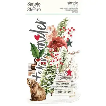 SIMPLE STORIES SIMPLE STORIES SIMPLE PAGES SIMPLE VINTAGE EVERGREEN MEMORIES PAGE PIECES 14/PK