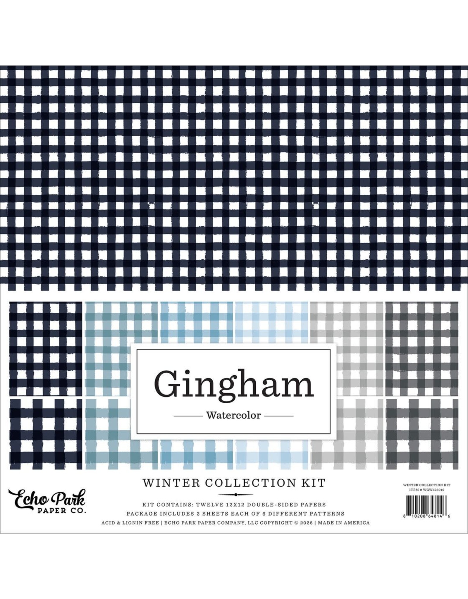 ECHO PARK PAPER ECHO PARK WATERCOLOR GINGHAM WINTER 12x12 COLLECTION KIT