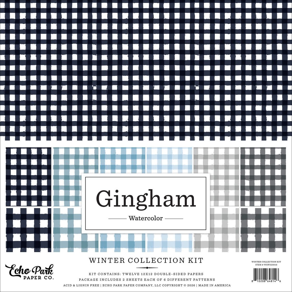 ECHO PARK PAPER ECHO PARK WATERCOLOR GINGHAM WINTER 12x12 COLLECTION KIT