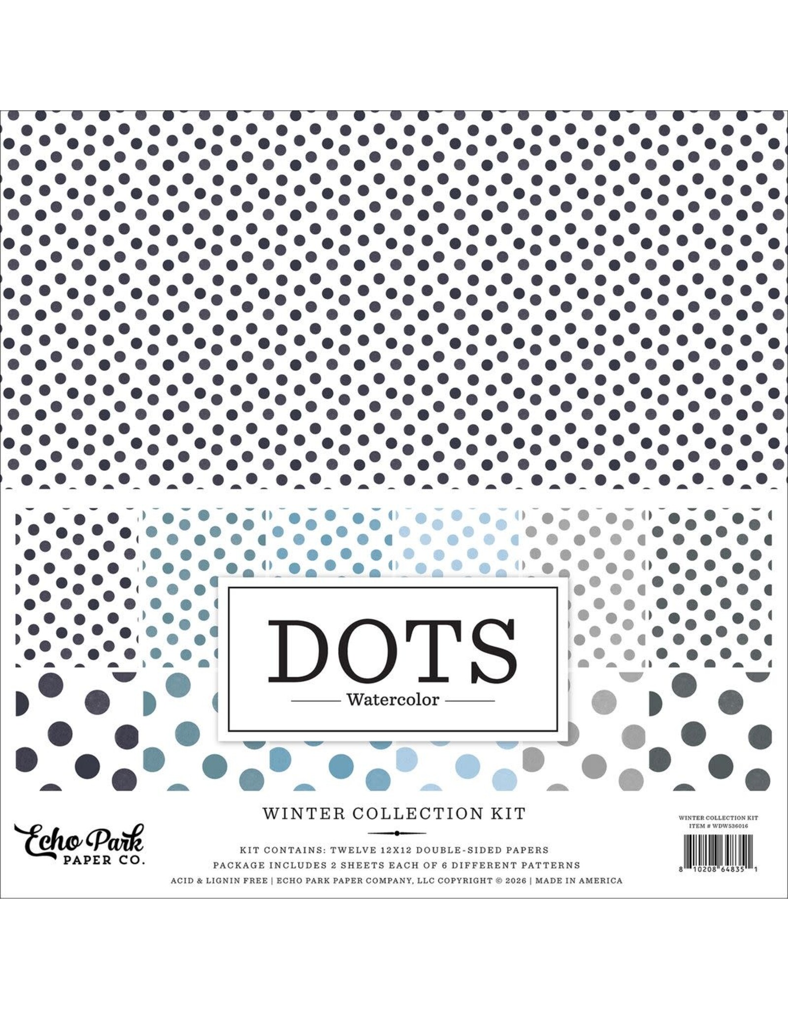 ECHO PARK PAPER ECHO PARK WATERCOLOR POLKA DOTS WINTER 12x12 COLLECTION KIT
