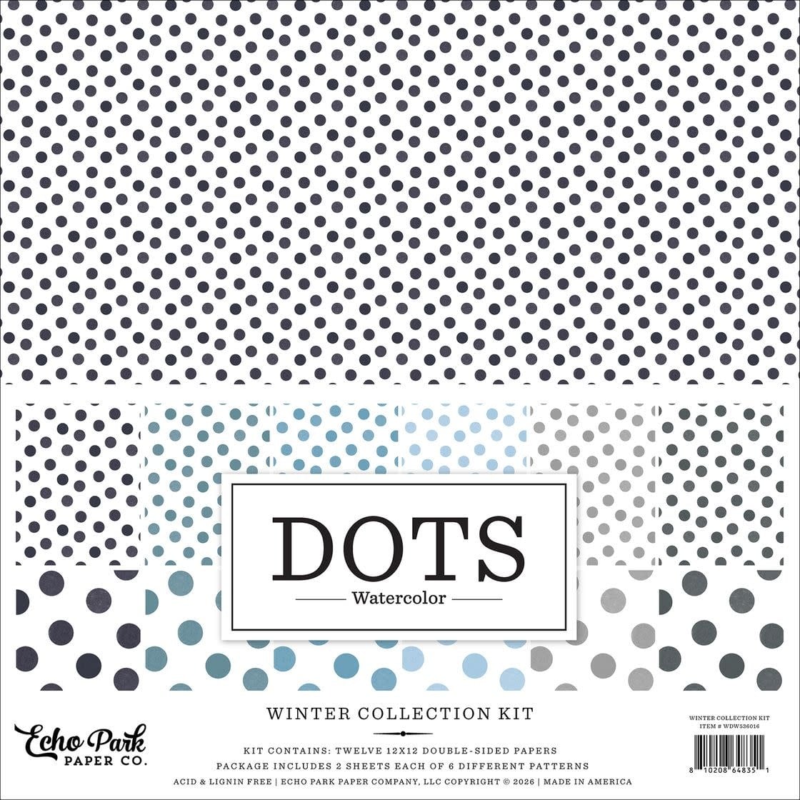 ECHO PARK PAPER ECHO PARK WATERCOLOR POLKA DOTS WINTER 12x12 COLLECTION KIT