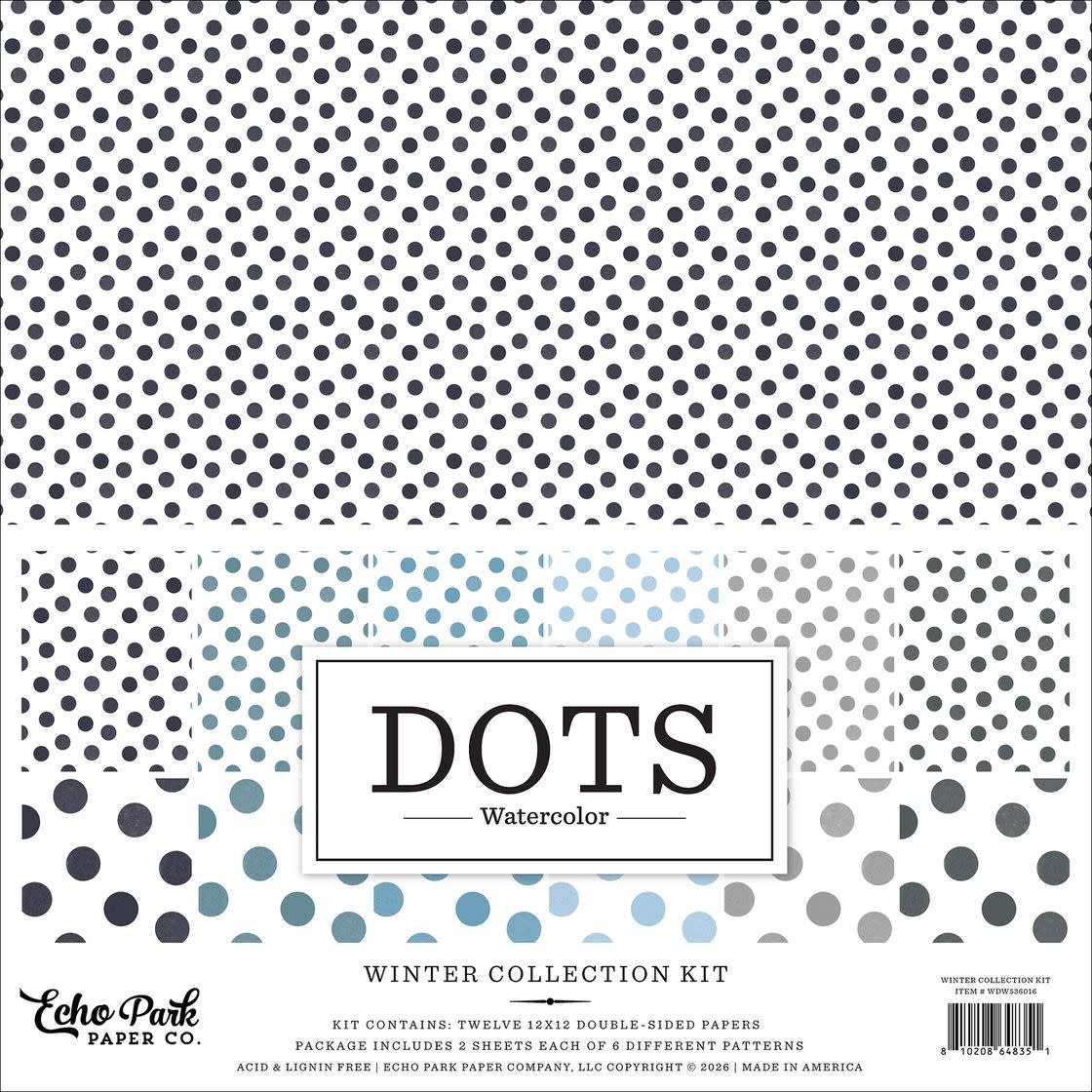 ECHO PARK PAPER ECHO PARK WATERCOLOR POLKA DOTS WINTER 12x12 COLLECTION KIT