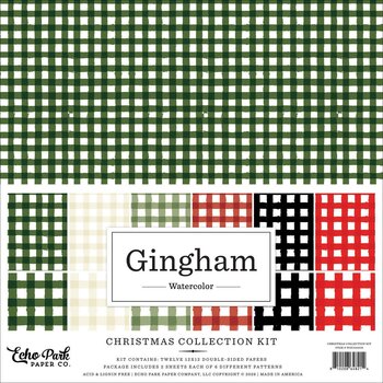 ECHO PARK PAPER ECHO PARK WATERCOLOR GINGHAM CHRISTMAS 12x12 COLLECTION KIT