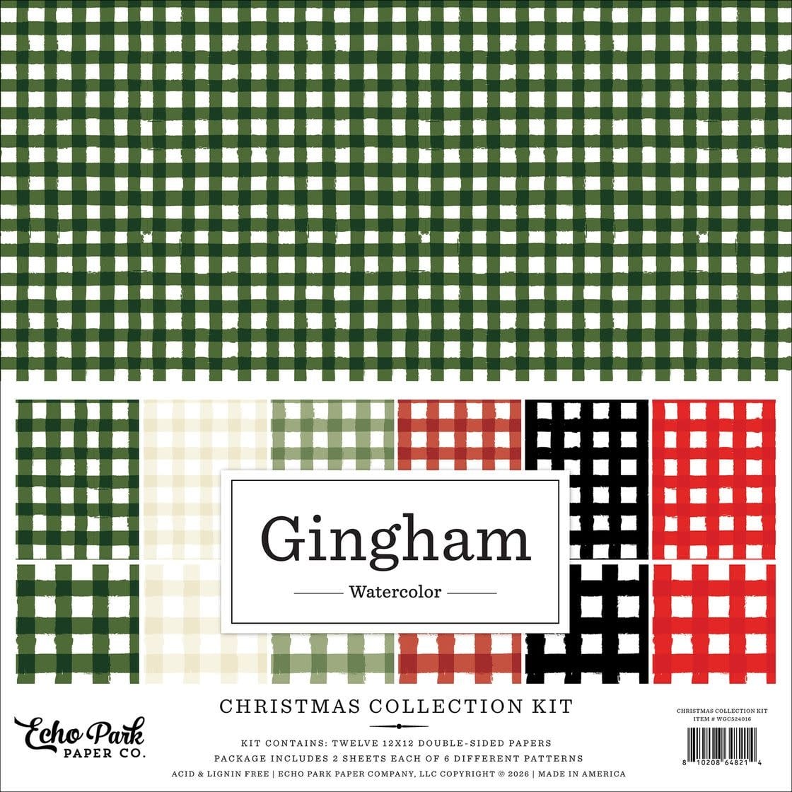 ECHO PARK PAPER ECHO PARK WATERCOLOR GINGHAM CHRISTMAS 12x12 COLLECTION KIT
