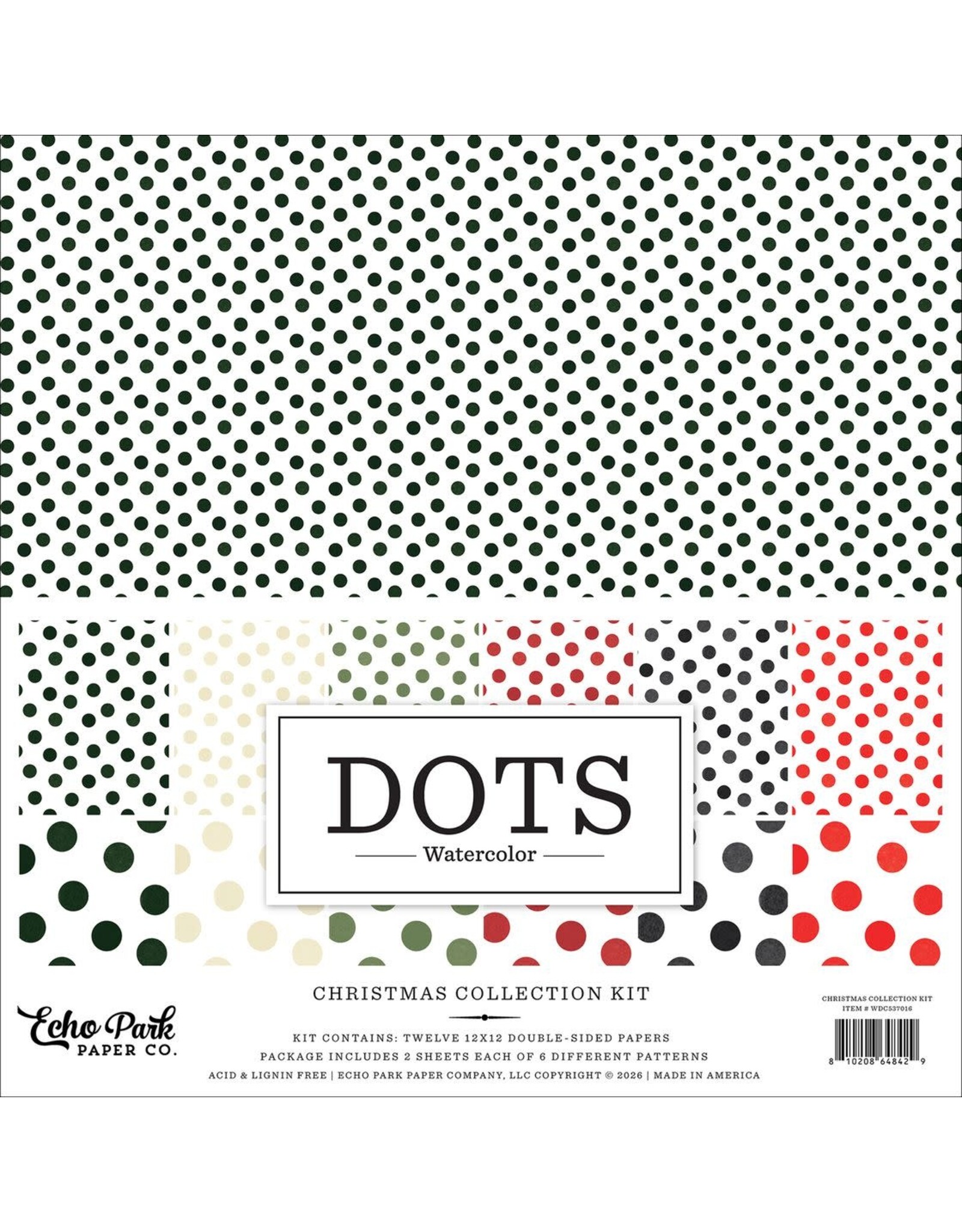 ECHO PARK PAPER ECHO PARK WATERCOLOR POLKA DOTS CHRISTMAS 12x12 COLLECTION KIT