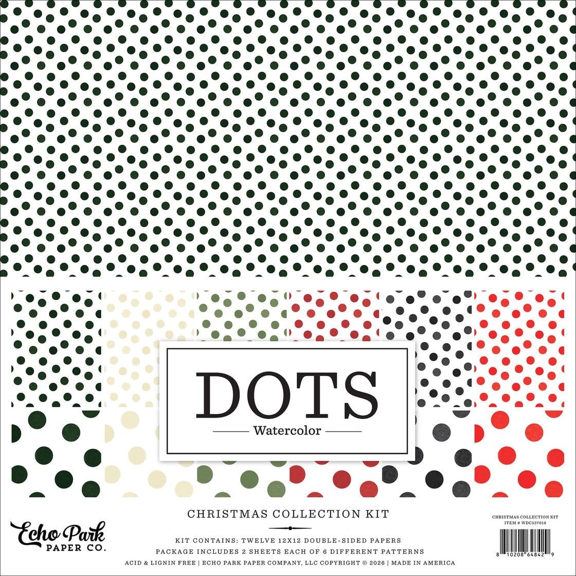 ECHO PARK PAPER ECHO PARK WATERCOLOR POLKA DOTS CHRISTMAS 12x12 COLLECTION KIT
