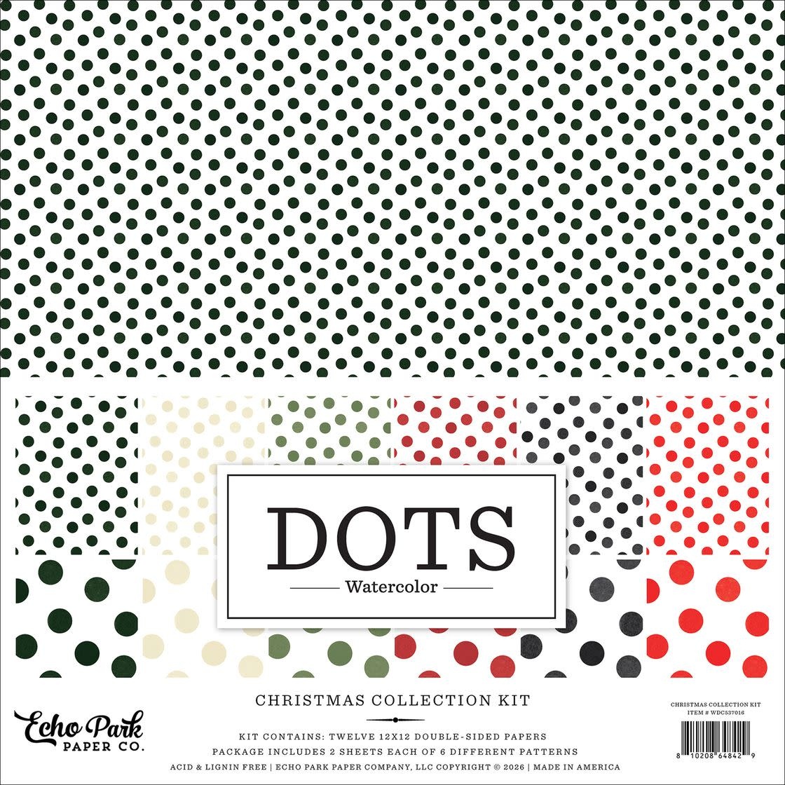 ECHO PARK PAPER ECHO PARK WATERCOLOR POLKA DOTS CHRISTMAS 12x12 COLLECTION KIT