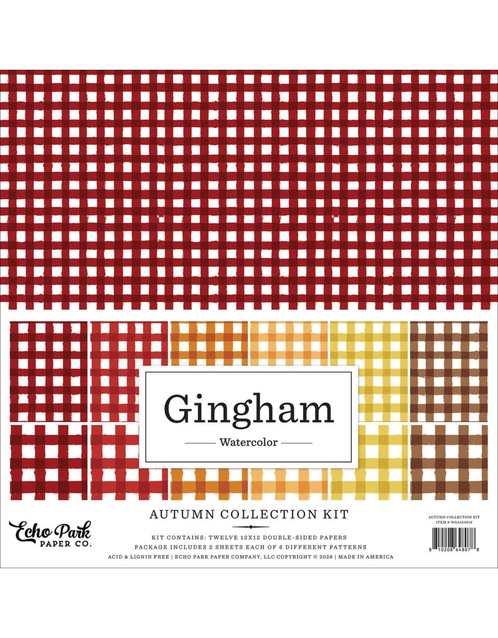 ECHO PARK PAPER ECHO PARK WATERCOLOR GINGHAM AUTUMN 12x12 COLLECTION KIT