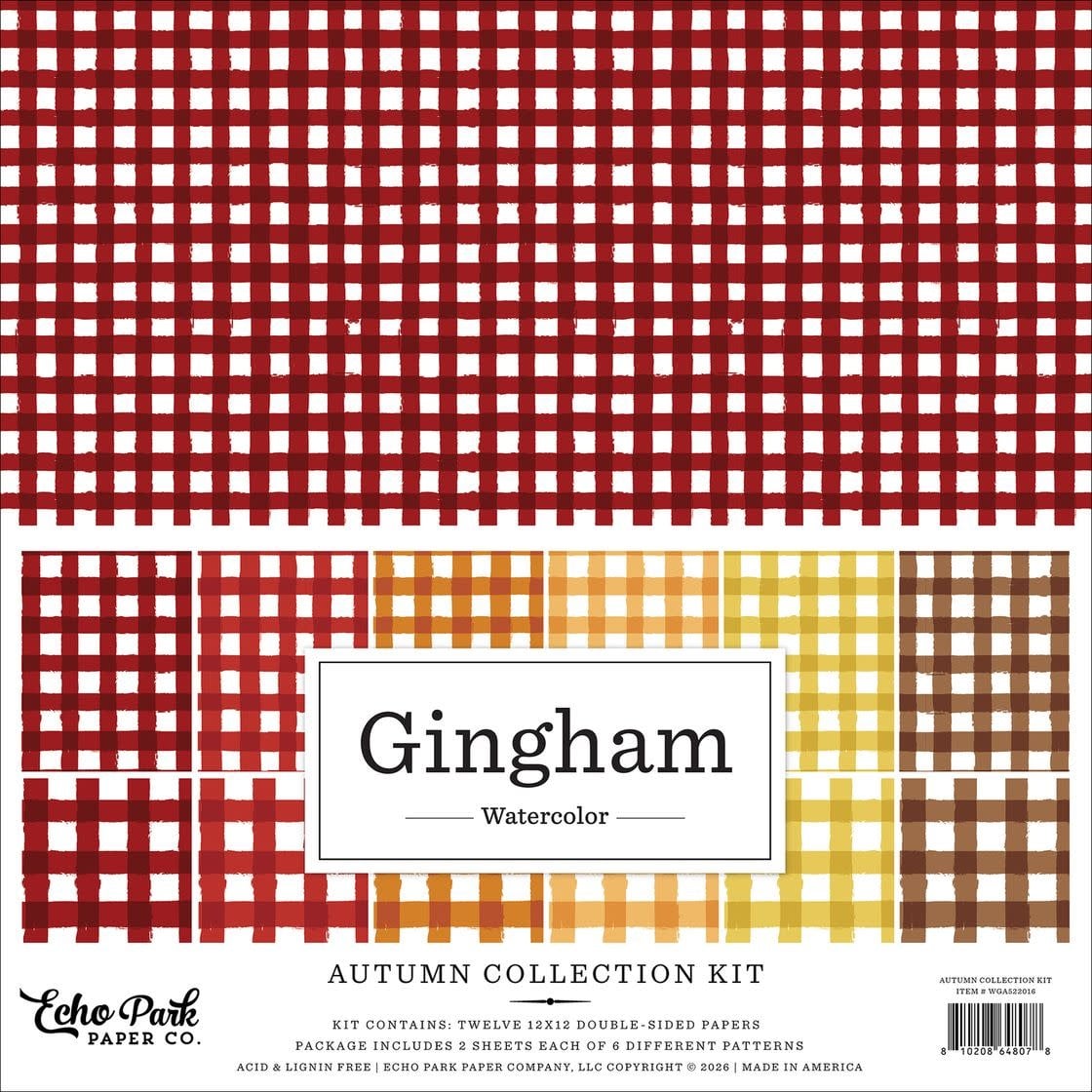 ECHO PARK PAPER ECHO PARK WATERCOLOR GINGHAM AUTUMN 12x12 COLLECTION KIT
